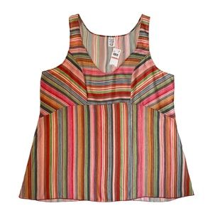 Becca by Rebecca Virtue Swimsuit Coverup Sleeveless Tank Striped Multicolor
